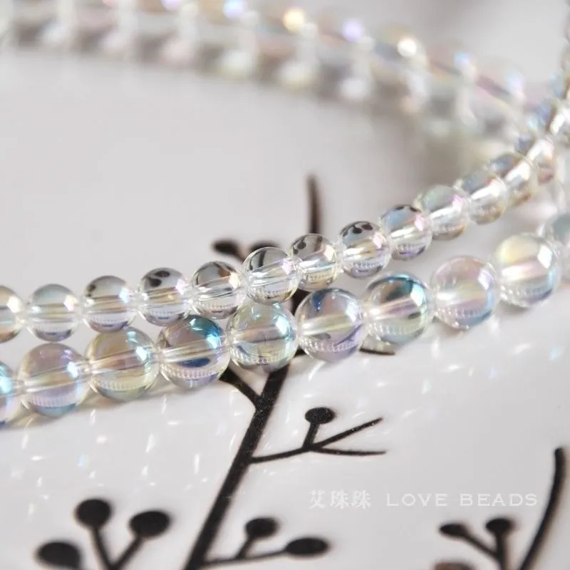 Natuurlijke Aqua Aura Crystal Quartz Clear 6-12mm ronde losse kralen sieraden maken DIY voor vrouwen