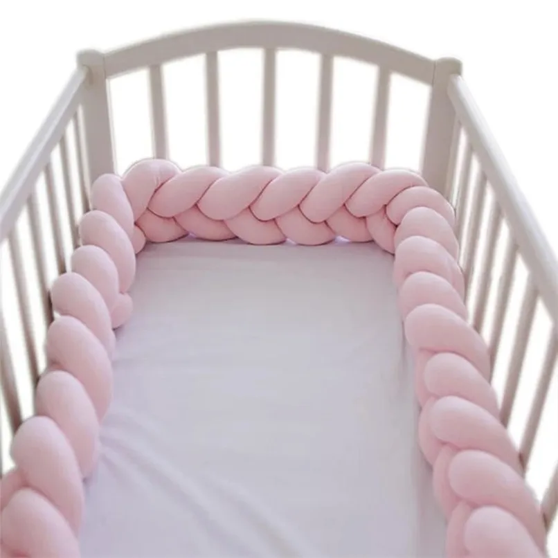 1m-3m Baby Bed Fence Bumper Soft Bed Braid Knot Pillow Cushion Baby Home Playpen On Bed Fencing Gate Kids Rails Room Decor 211025