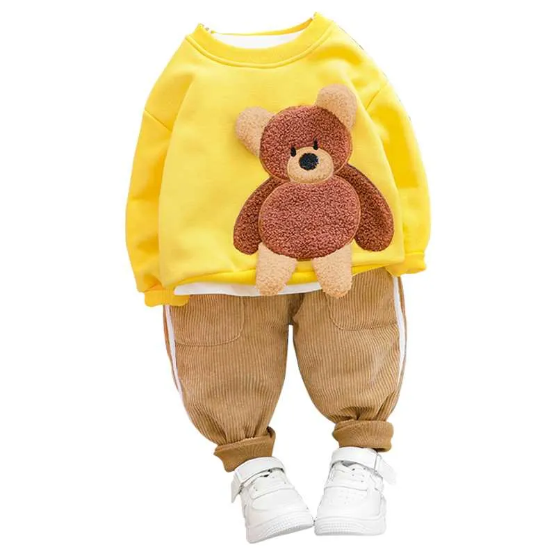 Clothing Sets Children Autumn Winter Clothes Baby Boys Girls Thick Warm T Shirt Pants 2Pcs/sets Kids Toddler Infant Cartoon Tracksuit