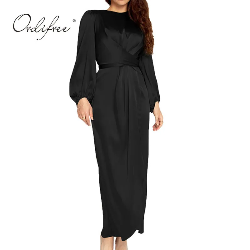 Maxi Slip Dress Satin Long Sleeve Empire Waist Ankle-Length Polyester for  Women Ages 18-35 from Dhgate Basic & Casual Dresses - price 59.2