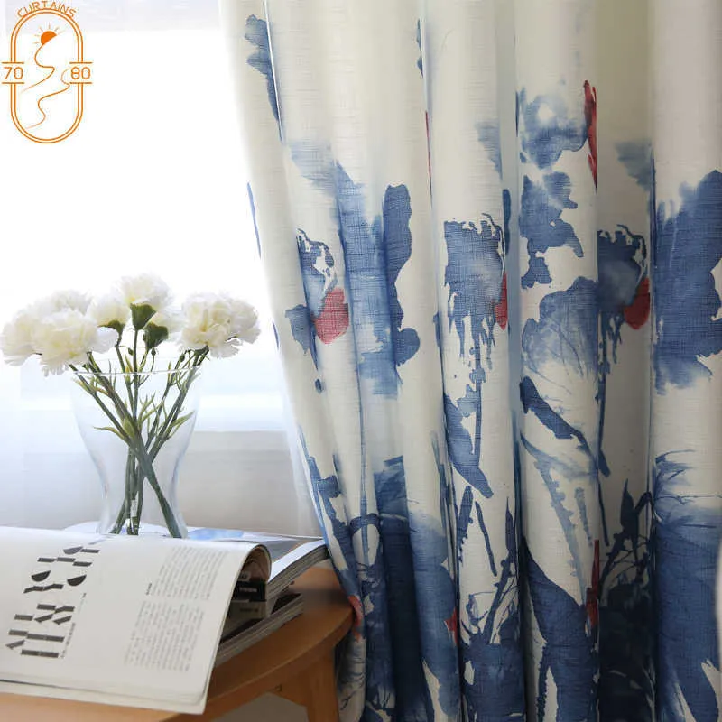 Chińska kurtyna w stylu do sypialni salon balkon na podłodze do sufitu pół-cieniowanie tusz 210712