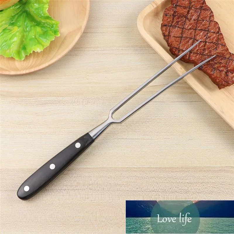 Stainless Steel Barbecue Skewers Roasting Stick 2-Prong Meat Grilling Fork BBQ Tools with Wooden Handle for Camping Picnic