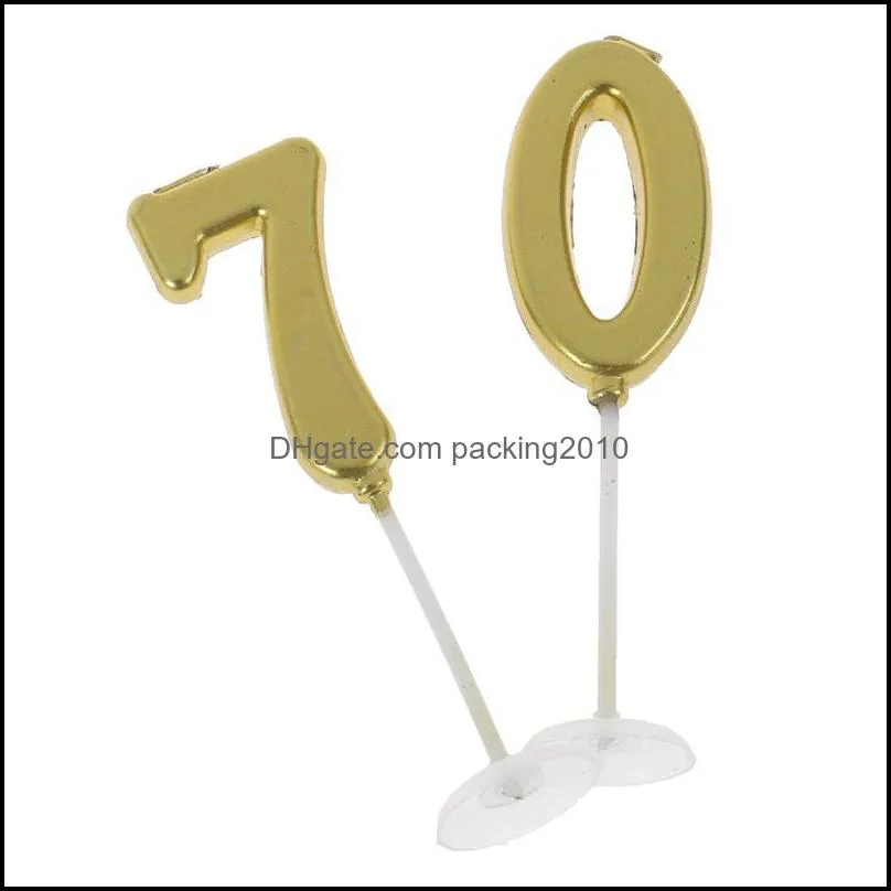 Gold Number Candles 0-8 For A Cake Party Topper Candle Kids Baby Birthday Decoration
