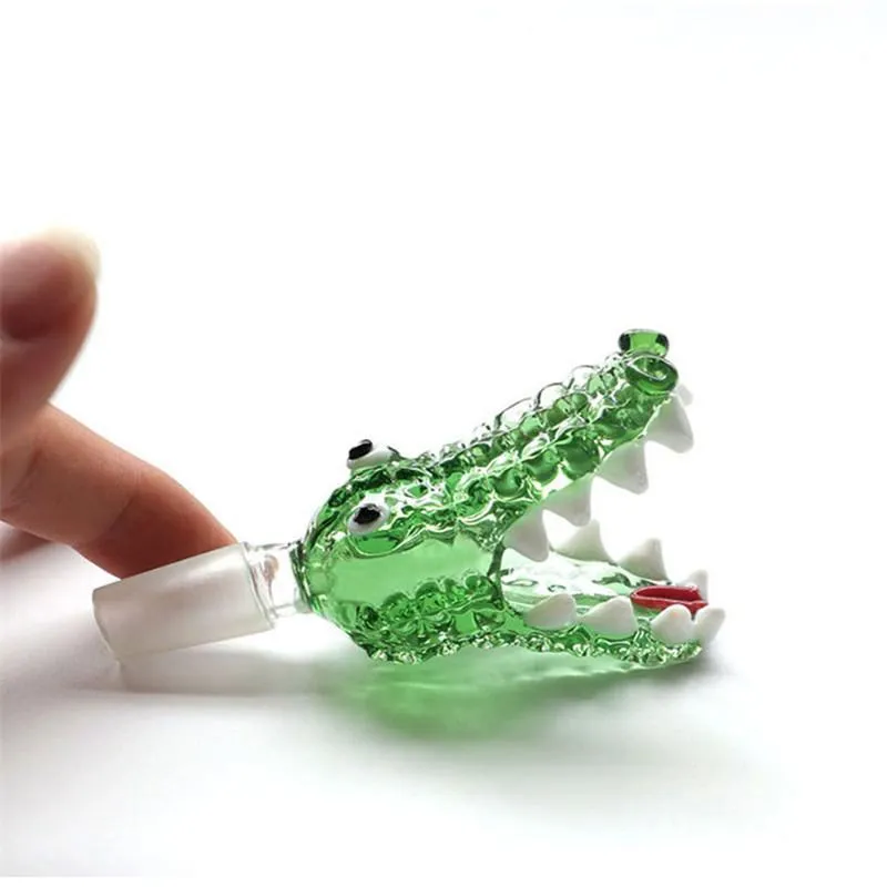 Bol de style crocodile de 14 mm et bols en verre de 18 mm avec poignée pour accessoires pour fumeurs