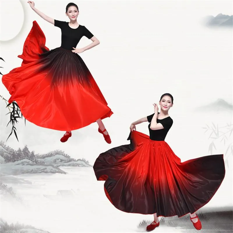 Stage Wear Spagna Corrida Flamenco Abito Donna Gypsy Dance Costume Folk 360 540 720 Gradi Gonna Sala da ballo Pancia Vestidos Flame311L