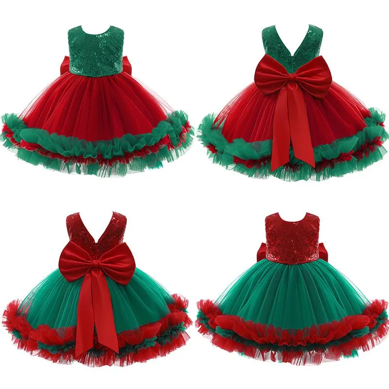 Robes de fille Né Noël Bébé Filles Robe Fantaisie Costumes De Fête Mesh Paillettes Petite Princesse 1 2 3 4 5 Ans Vêtements Pour Enfants