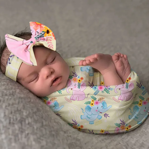15698 Florals Baby Baby Swaddle Wrap Deken Wraps Dekens Nursery Bedding Babies Wrapped Doek met hoofdband Photo Props