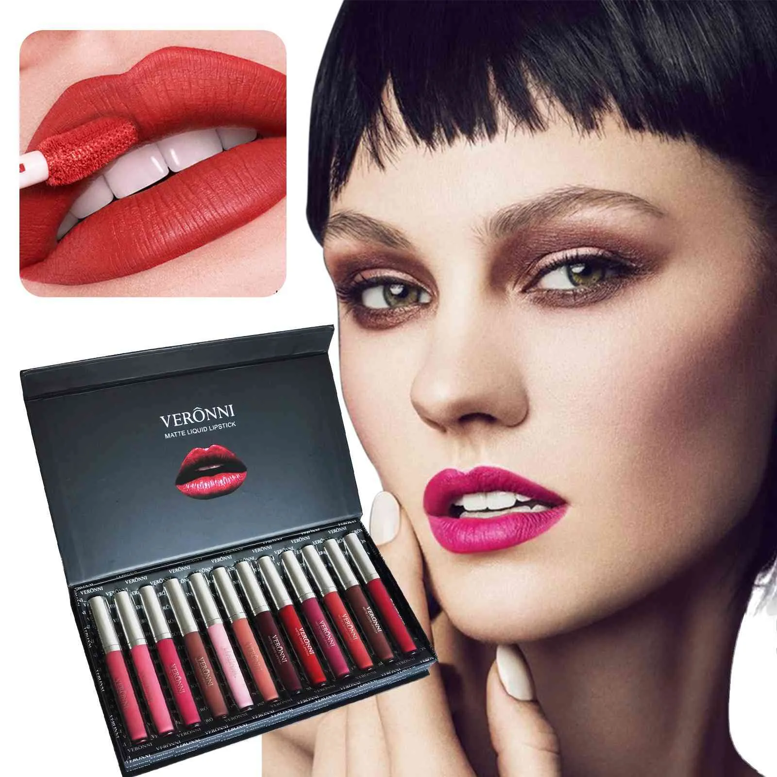 Rouge à lèvres mat et brillant, maquillage de beauté pour dames, bâton Long hydratant, Sexy, durable, 72ml, 12 pièces