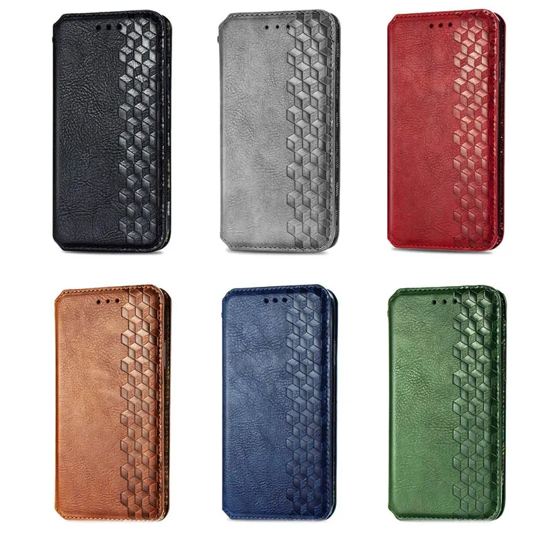 Étuis de téléphone portefeuille en cuir pour Samsung S24 Plus Ultra A15 A35 A55 A25 5G A13 5G A33 A53 S22 3D Cube Suck support de fermeture magnétique Folio Flip Cover Business pochette carrée