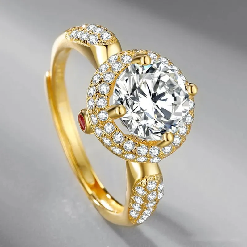 Japonais et coréen S925 argent magnifique diamant compliqué mode personnalisé femme redimensionnable couronne anneau incrusté de cristal rouge
