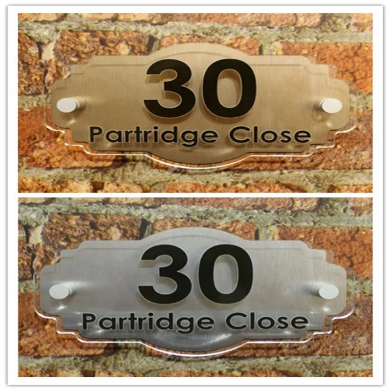 Argento spazzolato Effetto dorato Personalizzato Vintage House Sign Nome e numero Altri accessori per porte