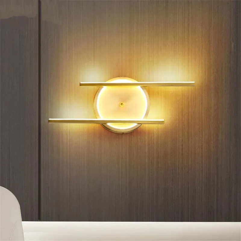 Lampa ścienna Mosiądz Złoty Lampy LED Nordic Łożnowca Lustro Lustro Sypialnia Salon Schody Dekoracje Kinkiety Zapala Oświetlenie