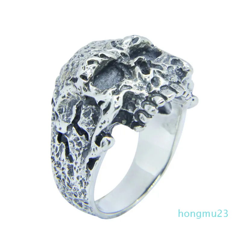 925 Sterling Silver Biker Skull Ring Mode Smycken Storlek 7-15 Män Boys Demon Skull Cool Ring