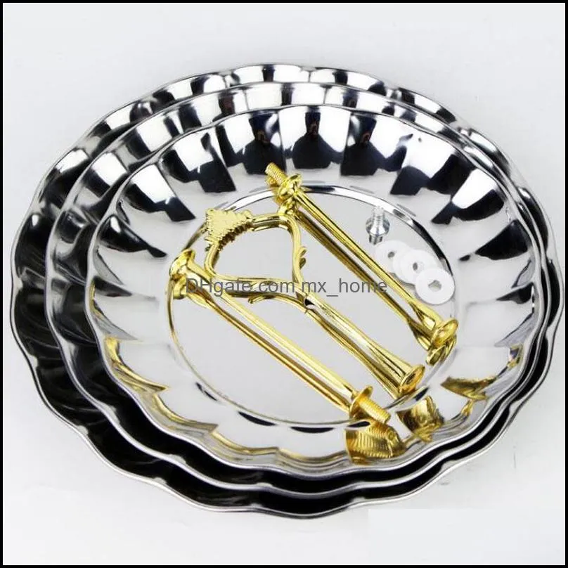 2/3 Layers Fruit Plates Stand Pastry Tray Candy Dishes Cake Desserts Stainless Steel Party Home Decoration Wedding Decorations