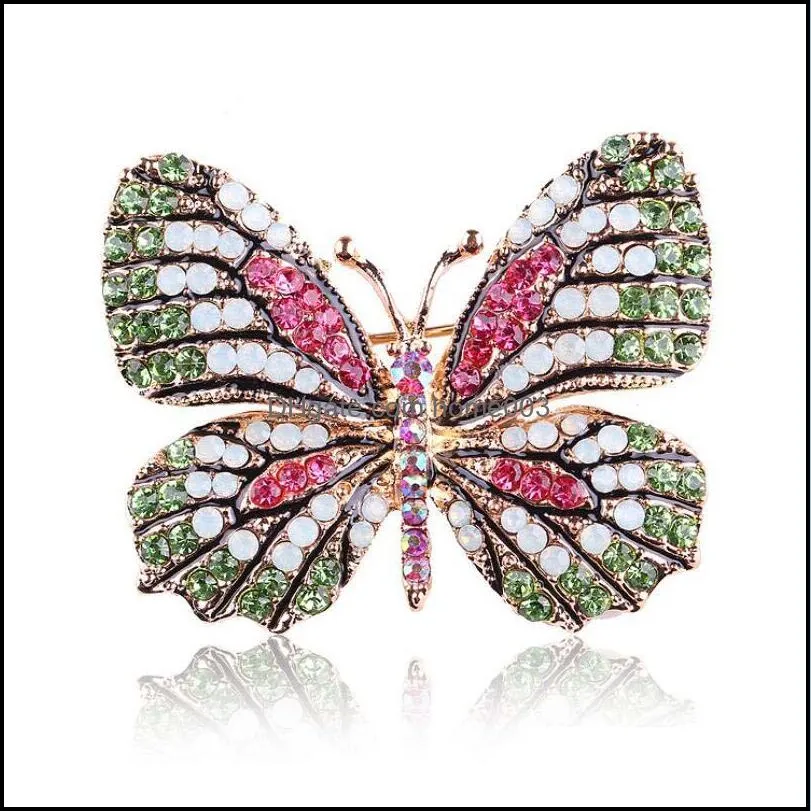 Fashion Colorful Butterfly Brooches Metal Crystal Rhinestones Cutout Brooch Animal Pins Banquet Wedding Bouquet Gifts
