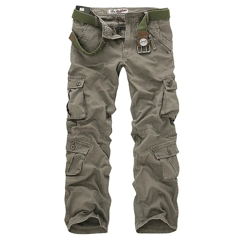 Pantalones de carga para hombres de alta calidad Pantalones largos militares sueltos multibolsillos para hombres Camo Joggers Plus Tamaño 28-40 210715