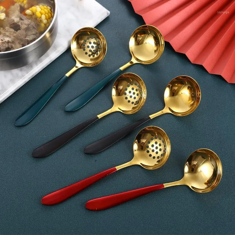 Spoons Vacclo 304 Stainless Steel Soup Spoon Creative El Restaurant Colander Household Kitchen Tableware Supplies