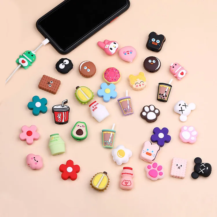 50pcs/lot Phone USB cable protector for iphone chompers cord animal bite charger wire holder organizer protection phone charm