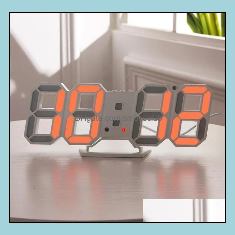 Modern 3D LED Wall Clock Digital Alarm Clock Date Temperature mechanism Alarm Snooze Desk Table Clock in retail box SN1738