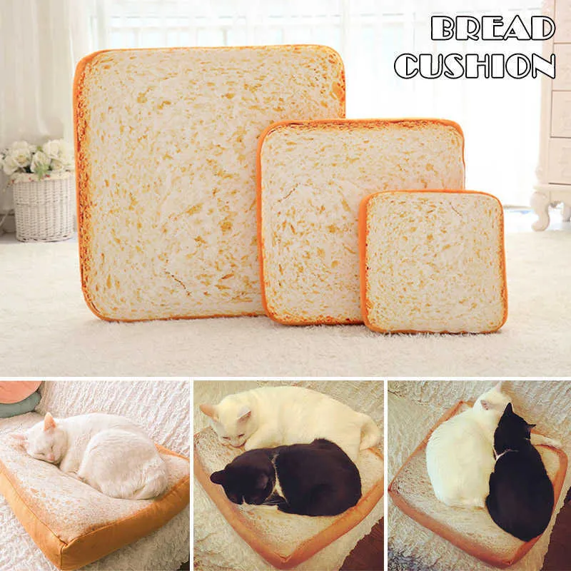 Pane Gatti Letto Toast Bread Slice Style Pet Mats Cuscino Morbido Caldo Materasso Letto per Cani Gatti GQ 210722