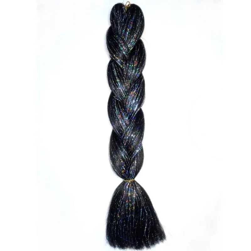 Human Ponytails 100g 24" Bling Hair Synthétique Jumbo Braid Mixed Metallic Glitter Twinkle Tinsel