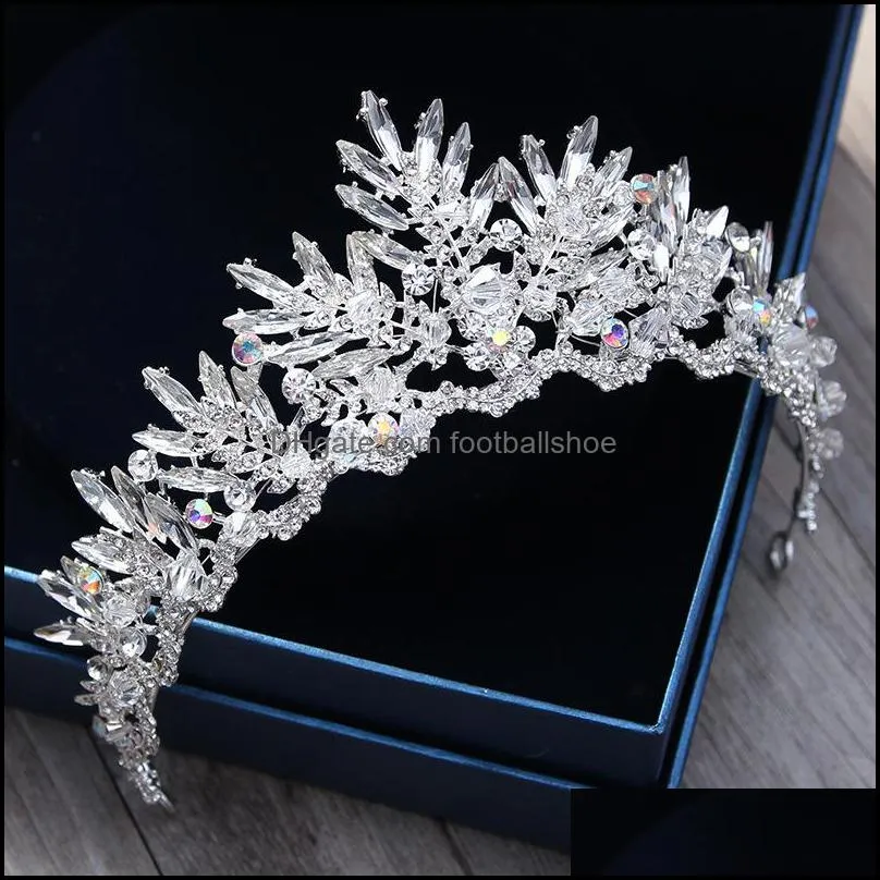 Baroque Bronze Black Red Crystal Beads Bridal Tiaras Rhinestone Diadem Pageant Crown for Bride Headband Wedding Hair Accessories Y1130