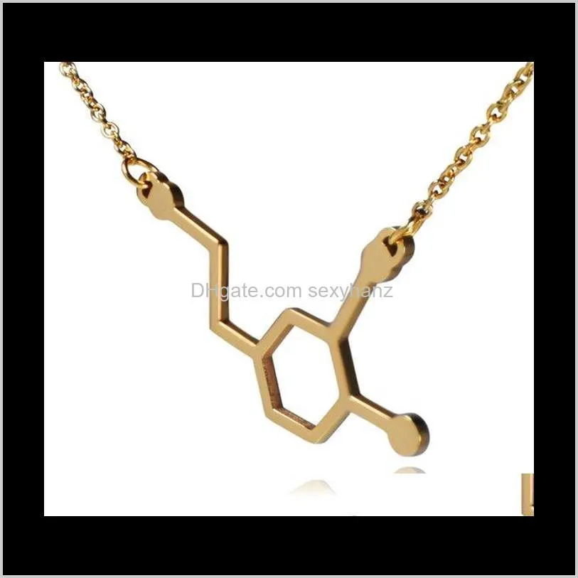 Halsketten Anhänger Drop Lieferung 2021 10 Stück Dopaminmoleküle Chemische Formel Hormon Molekülstruktur 5-Ht Anhänger Halskette Krankenschwester Jude
