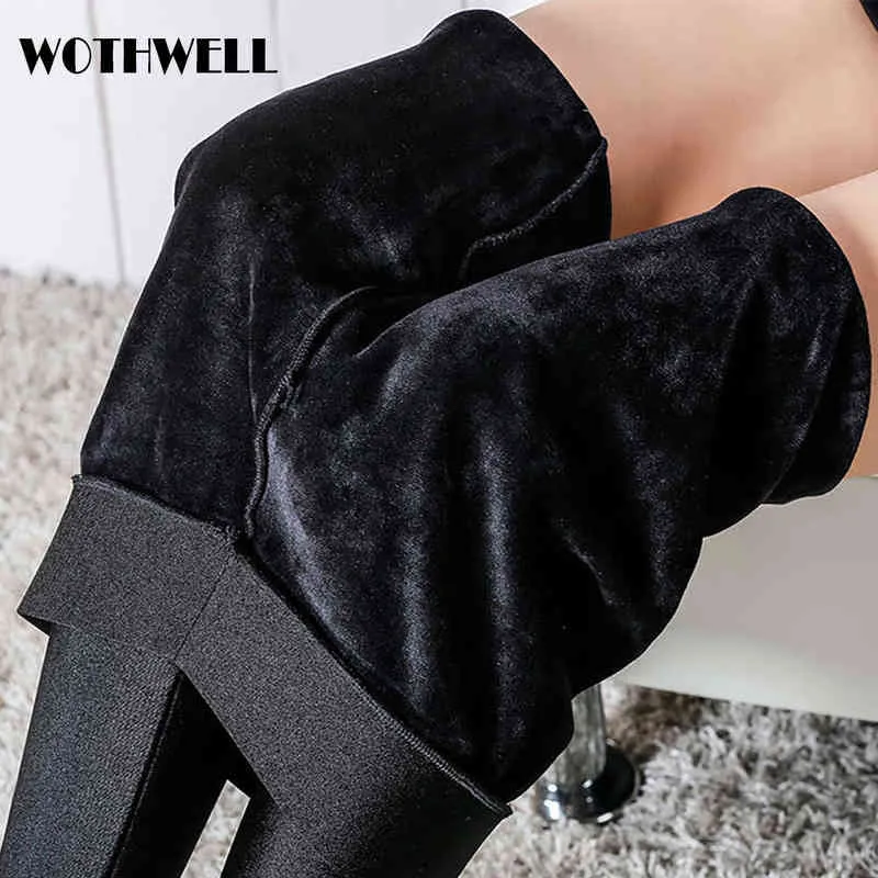 WOTHWELL Women Pants High Rise 2021 New Winter Warm Leggings Hip Lift  Fitness Stretch Female Tights High Waist Thermal Jeggings H1221
