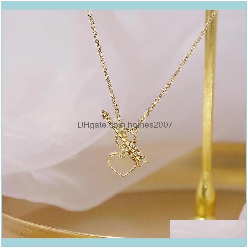 Cute Cupid`s Arrow Of Love Necklace For Women Shine Zircon Choker Birthday Gift Wedding Jewelry Pendant Chains