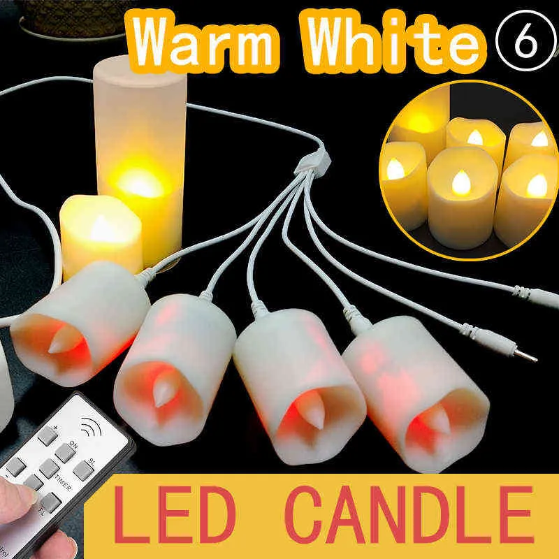 6x Flameless LED Flickering Tea Light Candles - Rechargeable With Timer & Remote Control - View #4