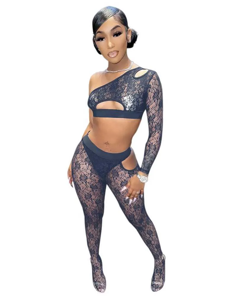 Black Lace Two Piece Set For Women Perfect For Parties, Clubs, And  Festivals Includes See Through Crop Top And Lace Leggings Matching Set  X0709 From Musuo03, $16.4