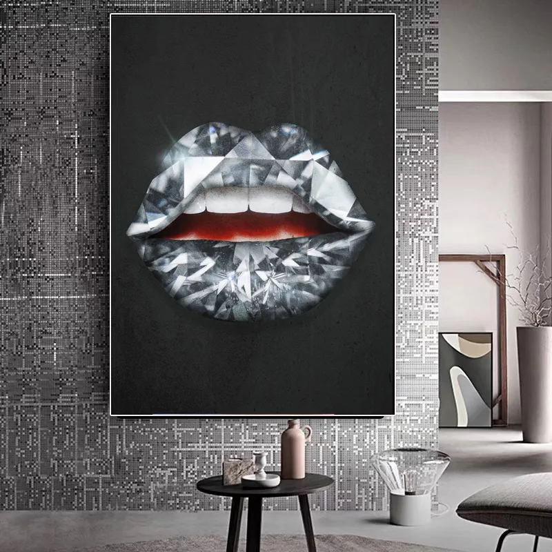 Nordique Affiches Lèvres scandinave chambre décor Noir Et Blanc Imprimer Art Mur Photos Pour Salon Toile Peintures Sans Cadre