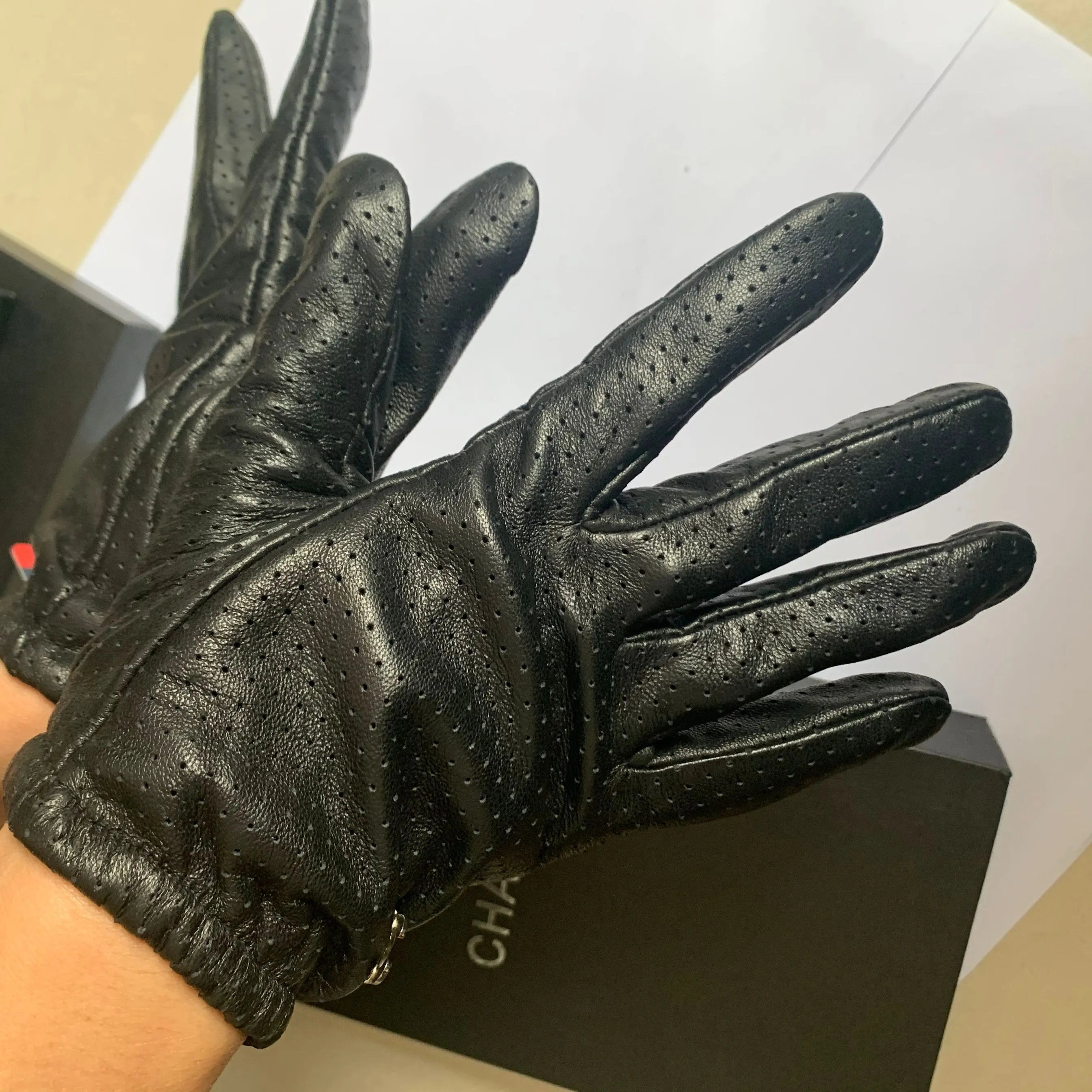 Gants en cuir de qualité pour femmes et écran tactile en laine cheveux de lapin gants chauds en peau de mouton à cinq doigts