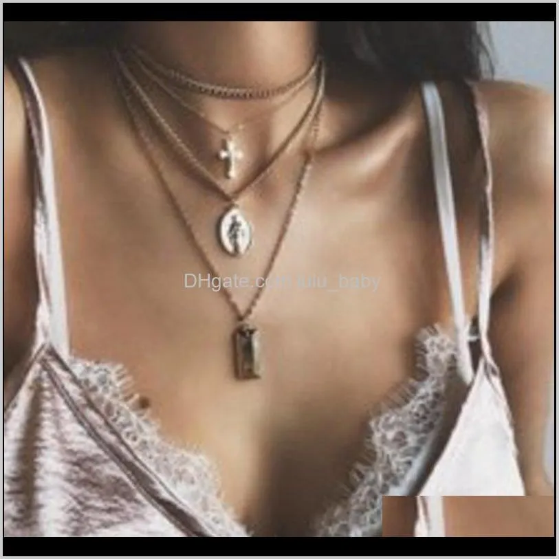 fashion new necklace fashionable alloy virgin cross multi-layer pendant item for women