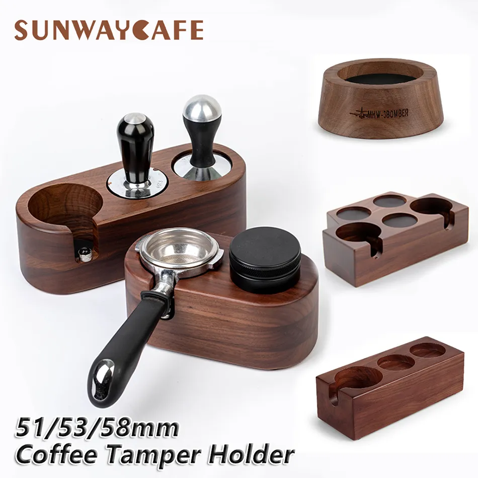 Walnut Filter Sabotage Houder Espresso Tamper Mat Stand Koffiezetapparaat Ondersteuning Basisrek Koffie Accessoires voor Barista