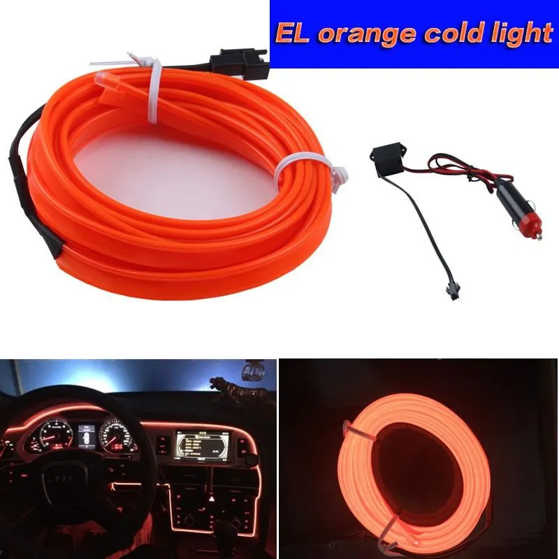 Interior&External Lights 1M-5M Orange Cold Light Car LED Wire Strip Neon Lamp Atmosphere