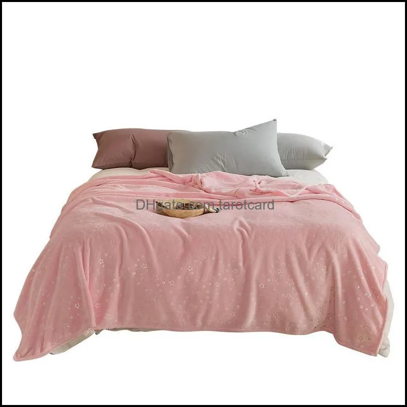 Coral Fleece Gold Mink Blanket Hot Stamping Print Winter Sheets Plaid Sofa Soft Adult Cover Throw Blankets Bed Fluffy