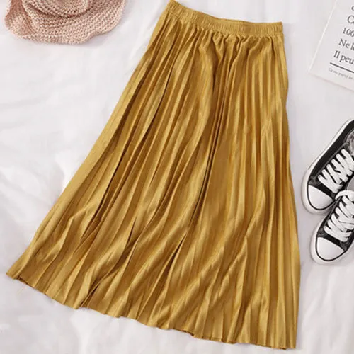 Korean Velvet Pleated Midi High Waisted Pleated Skirt A Line Pink Blue Black With High Waist For Womens Spring Autumn Fashion 210421 From Luo03 30.16 DHgate.Com