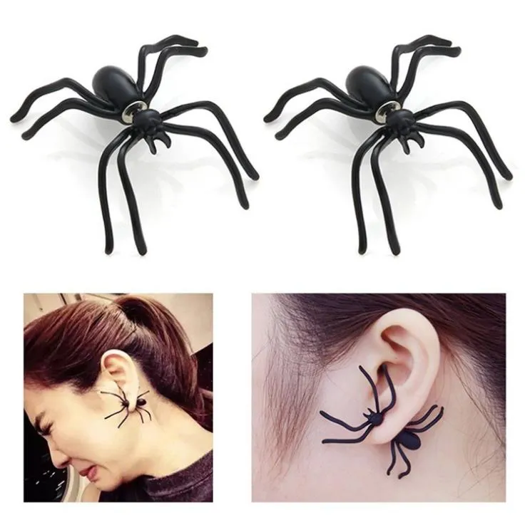 Forniture festive Orecchino punk Black Spider Ear Stud Stile divertente Design strano Orecchino-Decorazione Accessori per gioielli per la festa SN5968