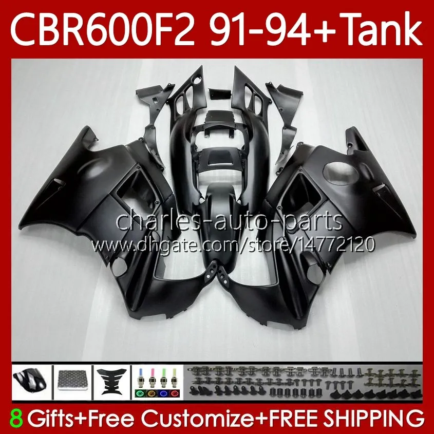 Carrosserie + tank voor HONDA CBR 600 F2C 91-94 Body 63NO.5 CBR 600FS 600F2 CBR600 FS CBR6F2 91 92 93 94 CBR600-F2 600CC CBR600FS 1991 1992 1993 1994 Verkrijgen Matte Zwart