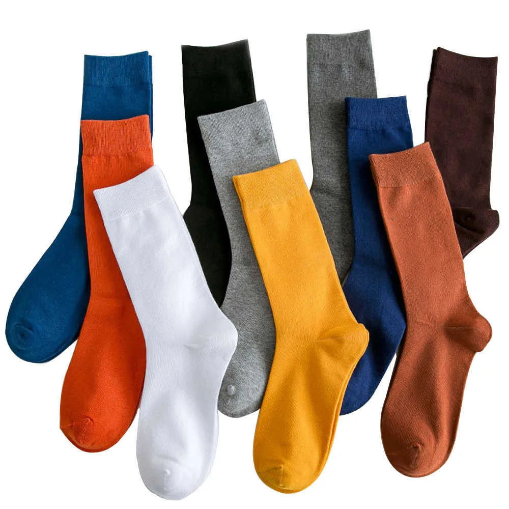 Casual Men Socks Brand Business Party Dress Cotton Socks Man High Quality Black White Socks For Man Gift 210727