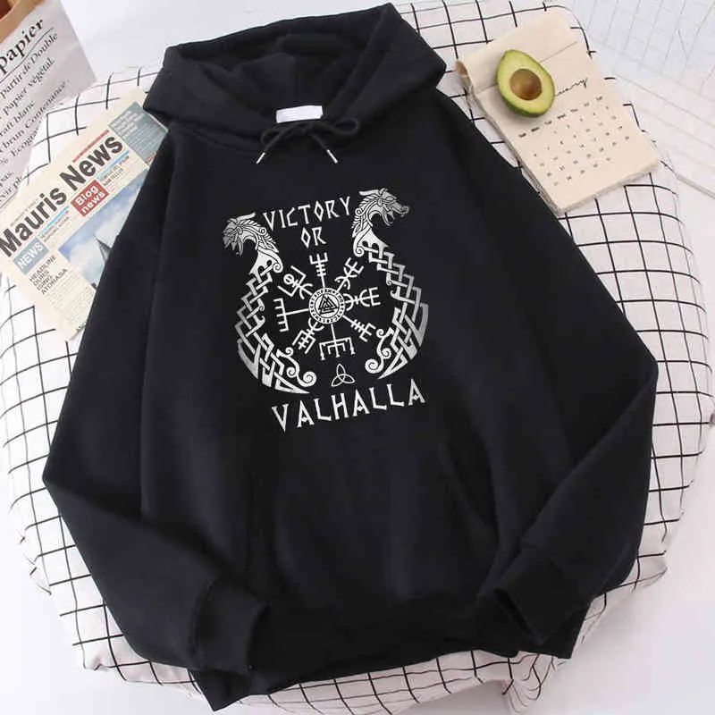 2021 Loose Confortável homens Hoodies Filme Vikings Legend Valhalla Imprimir Tops Grosso Moda Masculino Hoody Oversized Coobed H1218