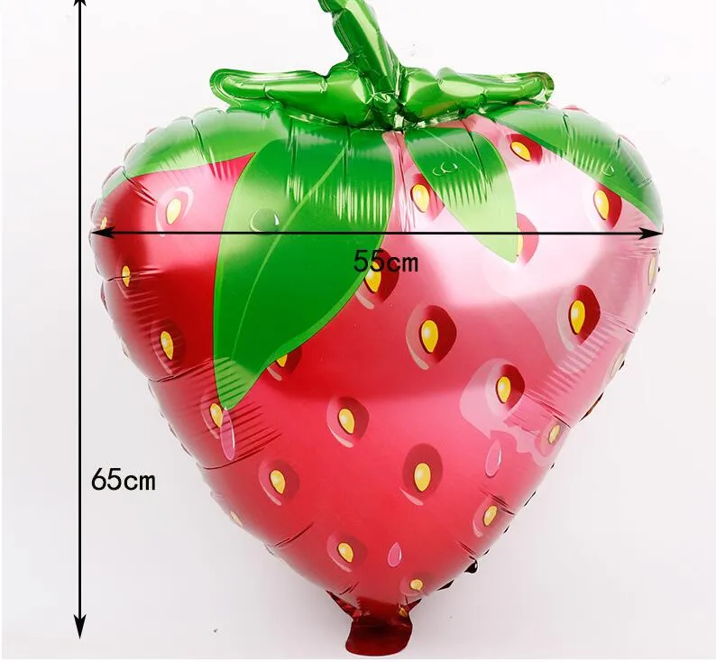 200PCS / Lot 72x58cm Cartoon Strawberry Balloons Folie Ballong Födelsedagsfest Bröllopsdekoration Tillbehör Kids Classic Toy