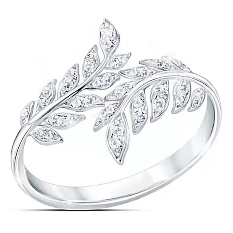 Dissia King Vending Fashion Leaf Feather Anello da donna Wedding Wedding Engagement Holiday 211217