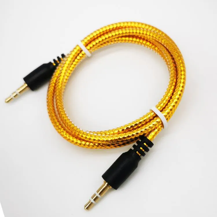 Câble Audio Jack 3.5 MM mâle à mâle 1 M tressé tissage ligne Audio cordon Aux pour voiture casque haut-parleur fil cordon nouveau