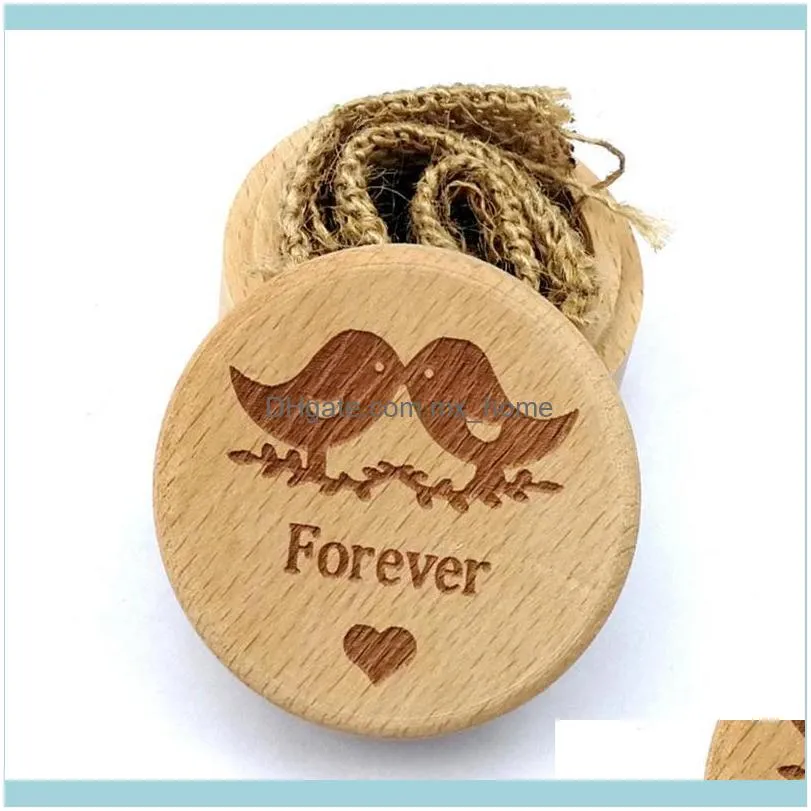 Gift Wrap Personalized Rustic Wedding Wooden Ring Box Jewelry Bearer Rinket Storage Holder DIY Home Decoration Drop Ship