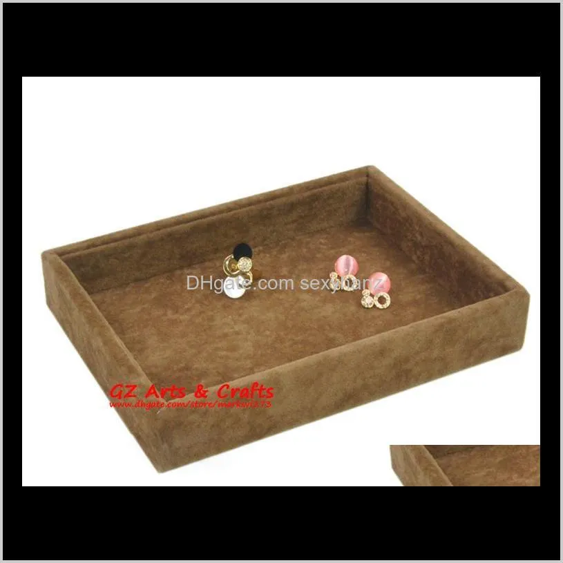 quality velvet jewelry box ring earring bracelet bangle jewelry display stand show tray wooden jewelry organizer empty trays