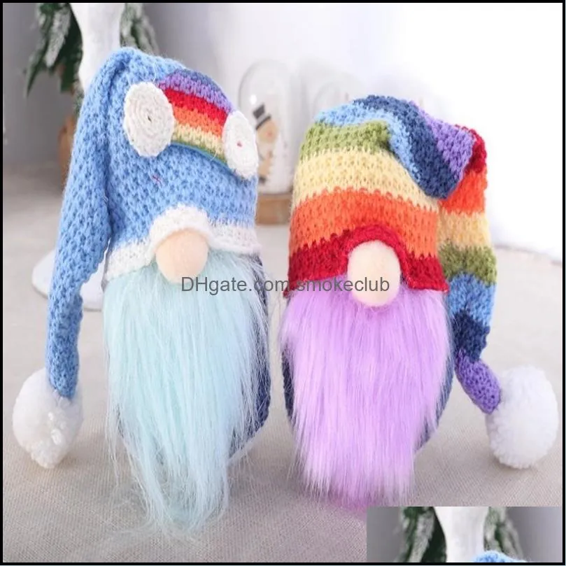 Rainbow Faceless Doll Gnome Christmas Knitted Hat Plush Dolls Gift Decorations Party Supplies Household Desk Decor