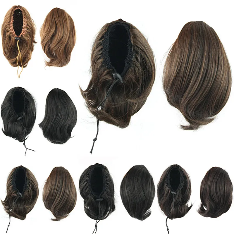 10 pouces Cordon Synthétique Queue De Cheval Big Curly Ponytails Simulation Bundles D'extension De Cheveux Humains 4 Couleurs En Option SP098N