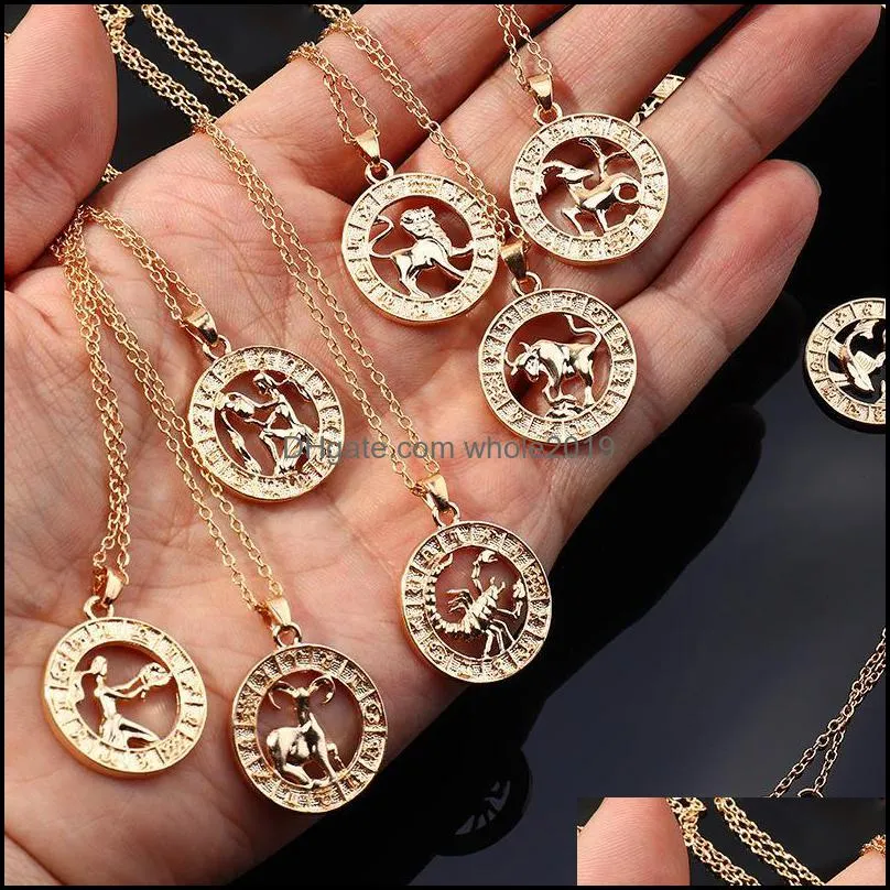 Pendant Necklaces Zodiac Letter Constellations Pendants Necklace For Women Men Virgo Libra Scorpio Sagittarius Capricorn Aquarius Birthday